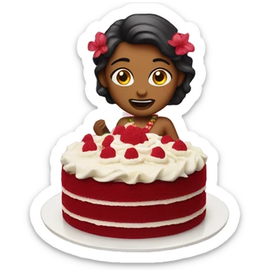 hula dancer eating red velvet cake sticker