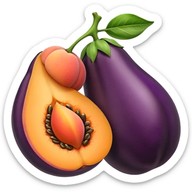 Aubergine qui frotte une pêche sticker