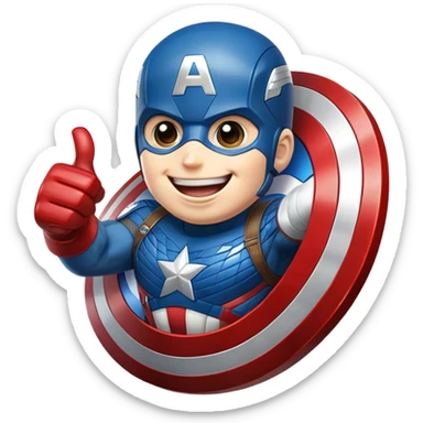Captain America's shield with a big smile, giving a big thumbs-up sticker