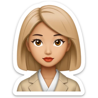 Stylish Japanese woman in trendy fashion sticker