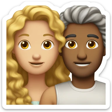 wavy haired heterosexual white couple sticker