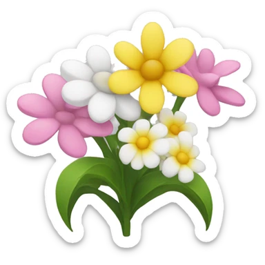 Yellow white and pink flowers sticker