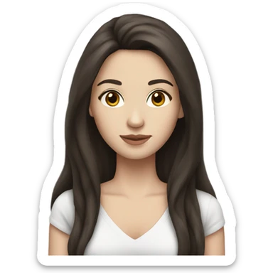 pretty woman long dark brown hair pale skin sticker