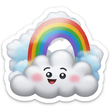 A rainbow cloud filled with cute joyful pride things sticker