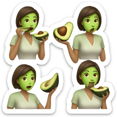 Women eating avocado sticker