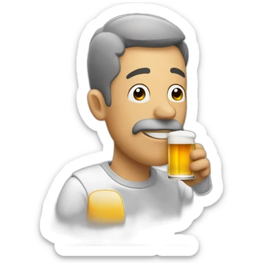Man with smoke coming from nose holding a beer sticker