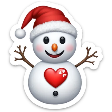 heart with a paw print and a snowman sticker