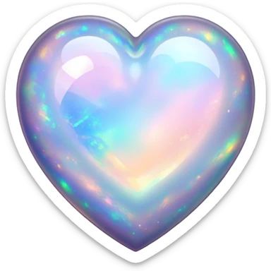 Heart shaped opal gem with galactic things  sticker