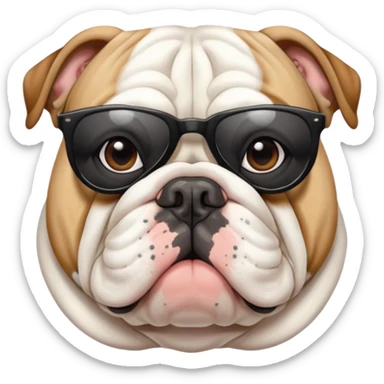 White English Bulldog, sunglasses sticker
