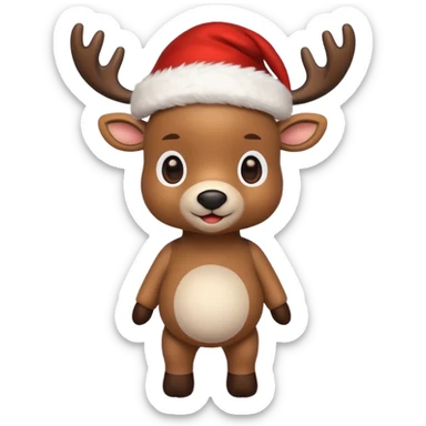 reindeer baby  cute, full body christmass cap sticker