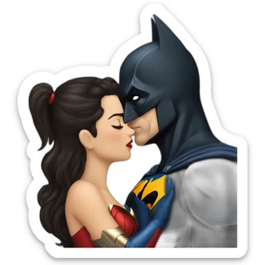 Batman kissing wonderwoman sticker