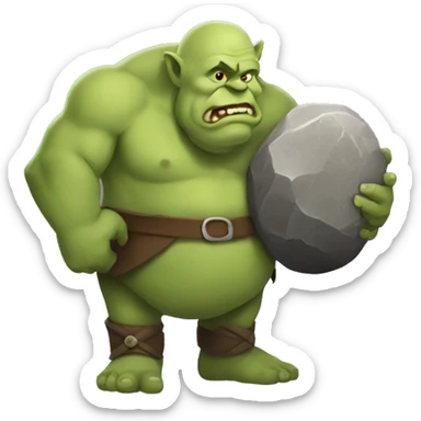 ogre holding round big stone sticker
