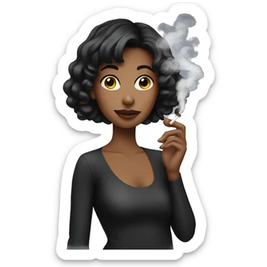 Black haired girl smoking sticker