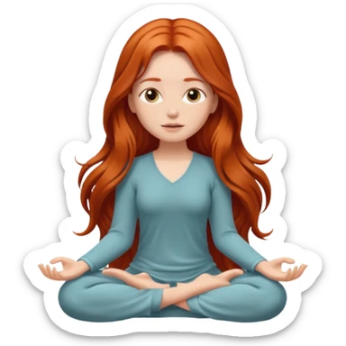 Redhead girl meditating long hair  sticker