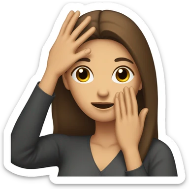 Woman with long brown hair doing face palm sticker