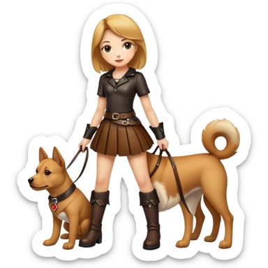 Girl dressed like a dog and in  leather skirt and boots sticker