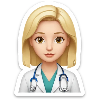 blonde woman doctor with stethoscope sticker