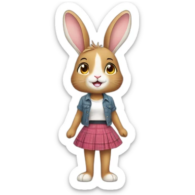 rabbit wearing skirt only female cute adorable fullbody sticker