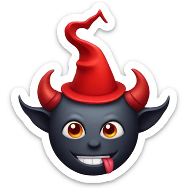 Devil emoji with two party hats instead of horns sticker