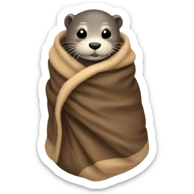 otter cozy in blanket sticker