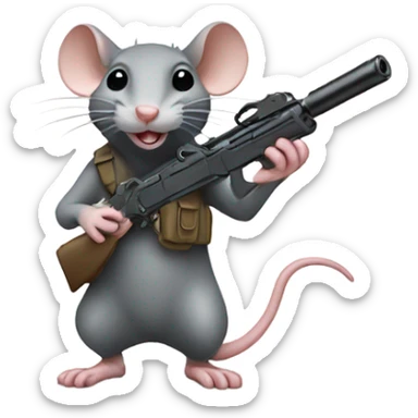 Rat with a gun sticker