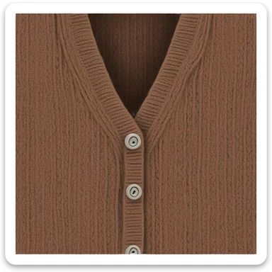 Brown V-neck knitted cardigan sticker