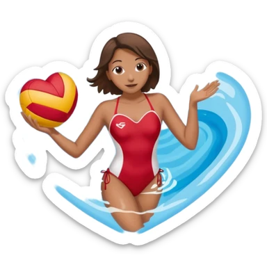 Natación  y voley en un corazón de color  sticker