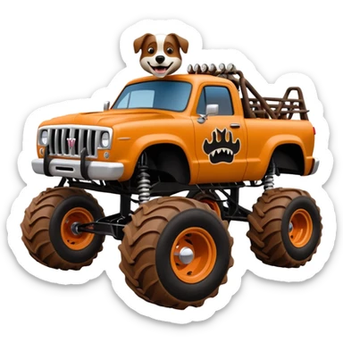 1 girl Monster Mutt - Monster Jam (Model Year: 2021) (Iconic colour: Brown with dog features) - A unique monster truck with playful, dog-inspired design cues. The vehicle is painted. sticker