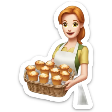 Bree van de kamp with Desperate Housewives with his kitchen apron holding a basket of muffins in his hands  sticker