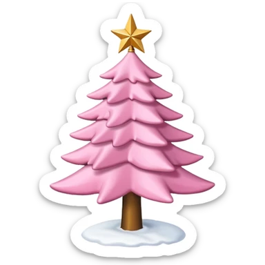 Pink Christmas tree with snow on the branches and a gold star on top no baubles  sticker