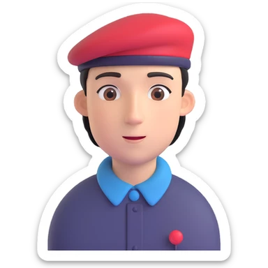 an effeminate, eccentric young man wearing a beret sticker