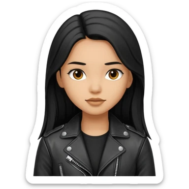  Siyah uzun saçlı ceket giyen esmerimsi kız fazla esmer değil siyah ceket  sticker