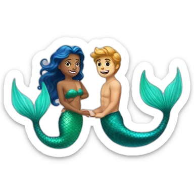 Mermaid and merman sticker