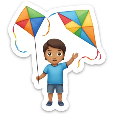 child with kite,Kite Flyers, big kite. sticker