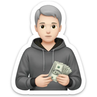 robber with a wad of money but he is white and in black/white-gray hoodiethis guy with money sticker