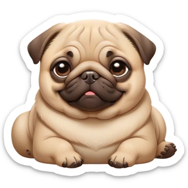 Cinematic Meme-Worthy Chubby Sleeping Fawn Pug Portrait Emoji, Head resting peacefully with a contented smile, showcasing a delightfully chubby build and a luxuriously soft fawn coat, eyes shut in a serene nap, Simplified yet hilariously adorable features, highly detailed, glowing with a soft, drowsy light, high shine, relaxed and utterly lovable, stylized with an air of playful laziness, bright and heartwarming, soft glowing outline, capturing the essence of a comically sleepy companion, so meme-worthy it feels like it could instantly become the next viral sensation of adorable slumber! sticker