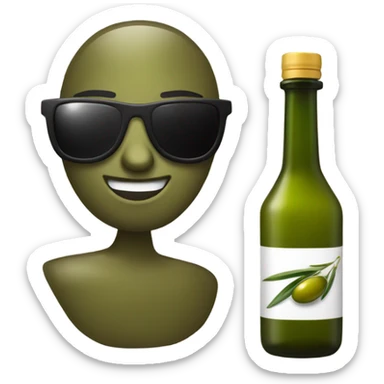 Masculine Olive oil with a sunglasses on  sticker
