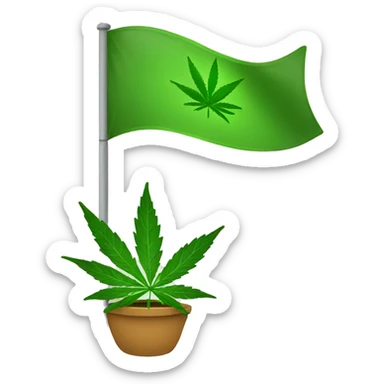 green flag with weed leaf  sticker