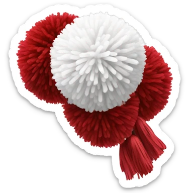 Crimson Red and White PomPoms sticker