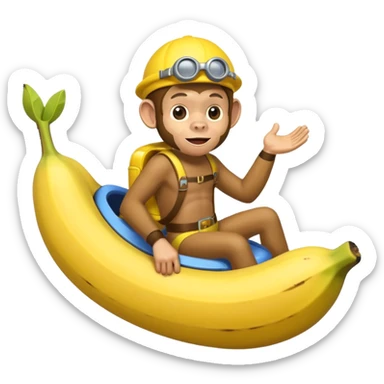 
monkey man riding a banana submarine sticker