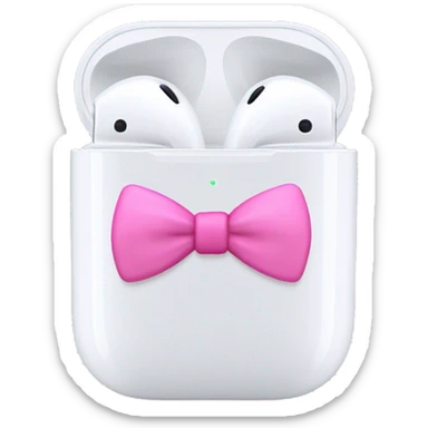 White AirPod maxes with pink bows sticker