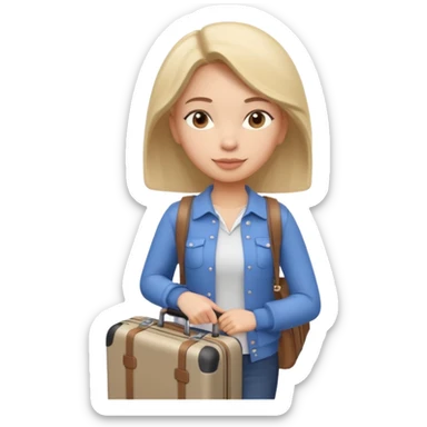 woman carrying a suitcase portrait, head and shoulders only, suitcase handle visible near shoulder, casual travel outfit, confident expression, travel vibe, 3D cartoon style, mobile game icon style, clean background, no text, no watermark sticker