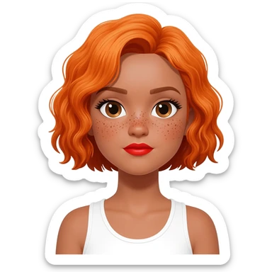 a black girl teen with orange hair and freckles red lips and tank top sticker