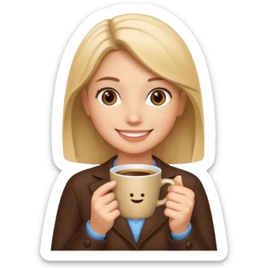 HR girl with a coffee cup emoji sticker