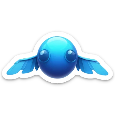 Otherworldly blue machine shaped like a sphere with blue spots and blue colored wings  sticker