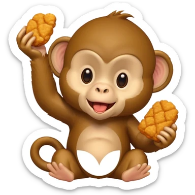Monkey eating a chicken nugget sticker