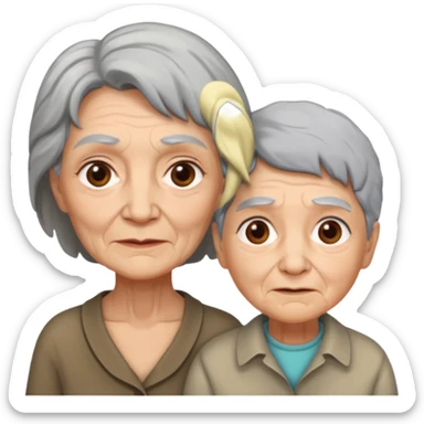 lo mismo que estas haciendo solo coloca alado de la abuela un hombre joven  sticker