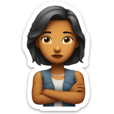 sad pouting girl with her arms crossed sticker