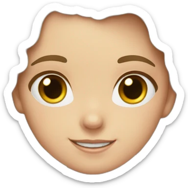 White girl, with wavy dark blonde hair and two bows on top with two bows. Dark brown eyes and dimpled smile sticker