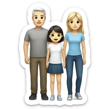 family with korean dad, white mom, daughter and younger son sticker